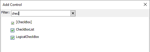 Add Control dialog